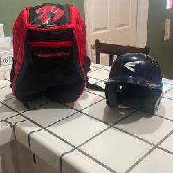 Baseball Backpack And Helmet 