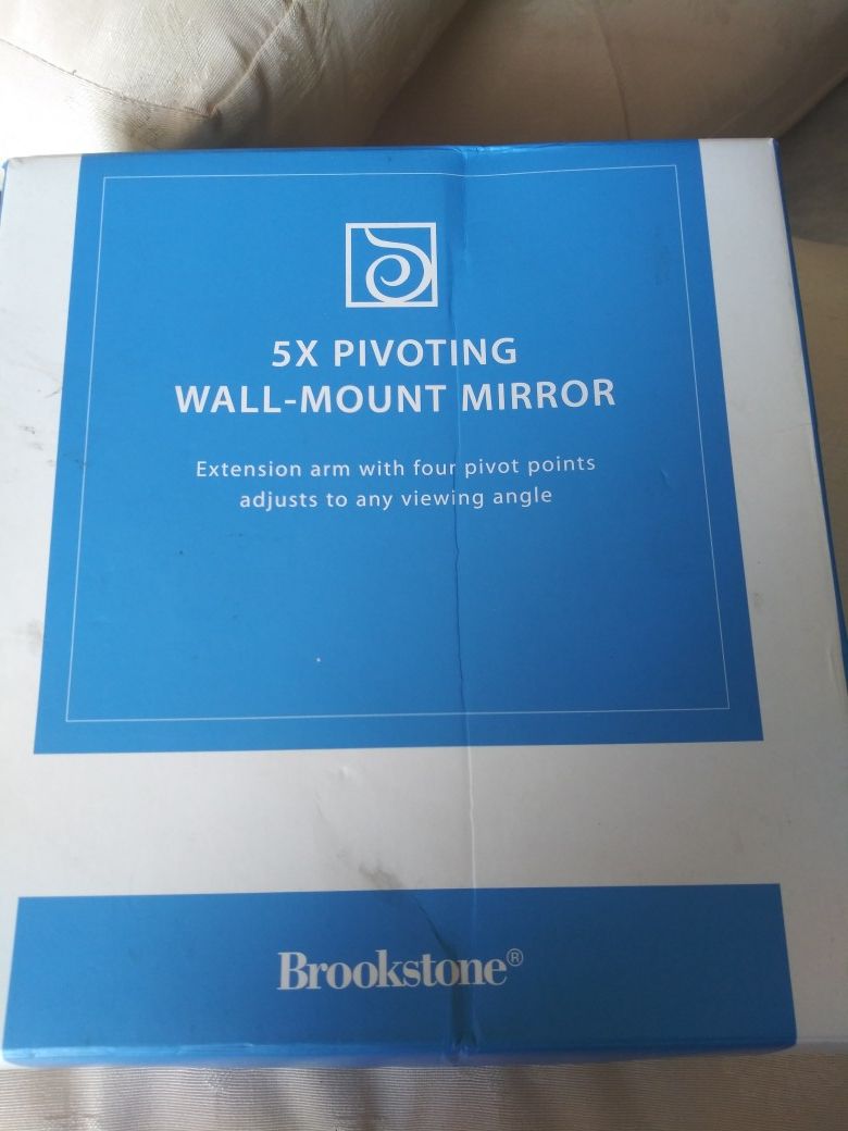 BROOKSTONE 5X PIVOTING WALL-MOUNT MIRROR