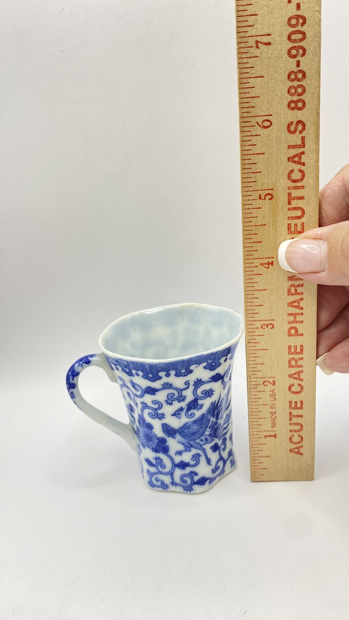 Vintage/Antique Phoenix Demitasse Blue & White Japanese Cup Dainty