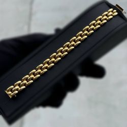 Vintage Art Deco Jewelry 18k Yellow Gold bracelet let panther 7.00” 19.60 grams 12.00mm