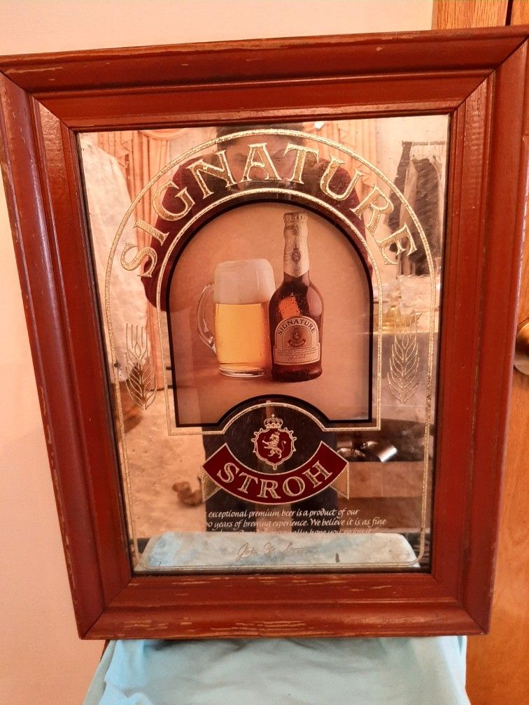 Vintage Stroh signature mirror sign