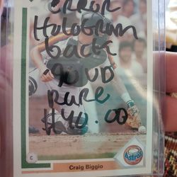 Craig Biggio Rare Error 1991 Upper Deck '90 Upper Deck Hologram Back Card 