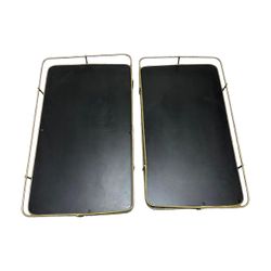 Set of 2 Black & Gold Serving Trays - Rectangular Metal Trays - 24" & 23" - Farmhouse Decor