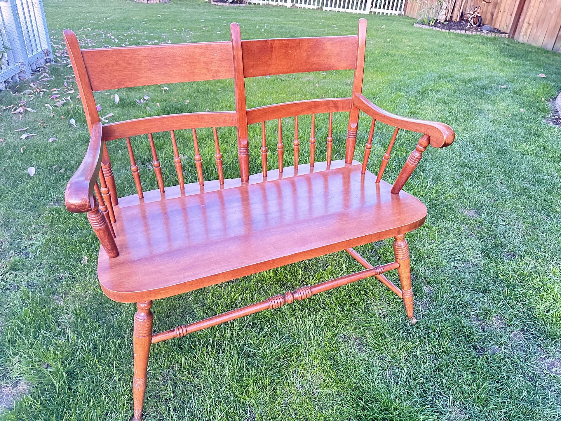 Vintage Solid Wood Deacons Bench 