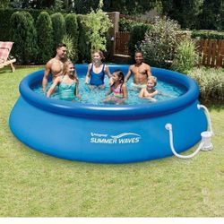 NEW Summer Waves 12' Ft. Quick Set Inflatable Above Ground Pool with Filter Pump