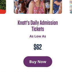 2 Tickets To Knotts Berry Farm 
