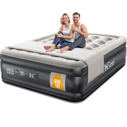 OhGeni Queen Air Mattress with Built in Pump, Inflatable Blow Up Mattress 18 Raised Comfort,Upgraded Surface Portable Mattress, Air Bed for Camping, H