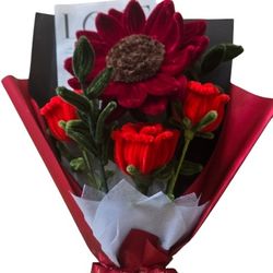 sunflower and roses with pipe cleaners. handmade