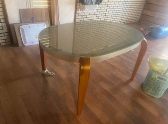 Mid century glass top dining table