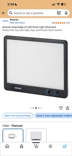 Amaran Verge Edge-Lit LED Panel Light (Charcoal) Flicker-free eye-safe light, App and Stream Deck control