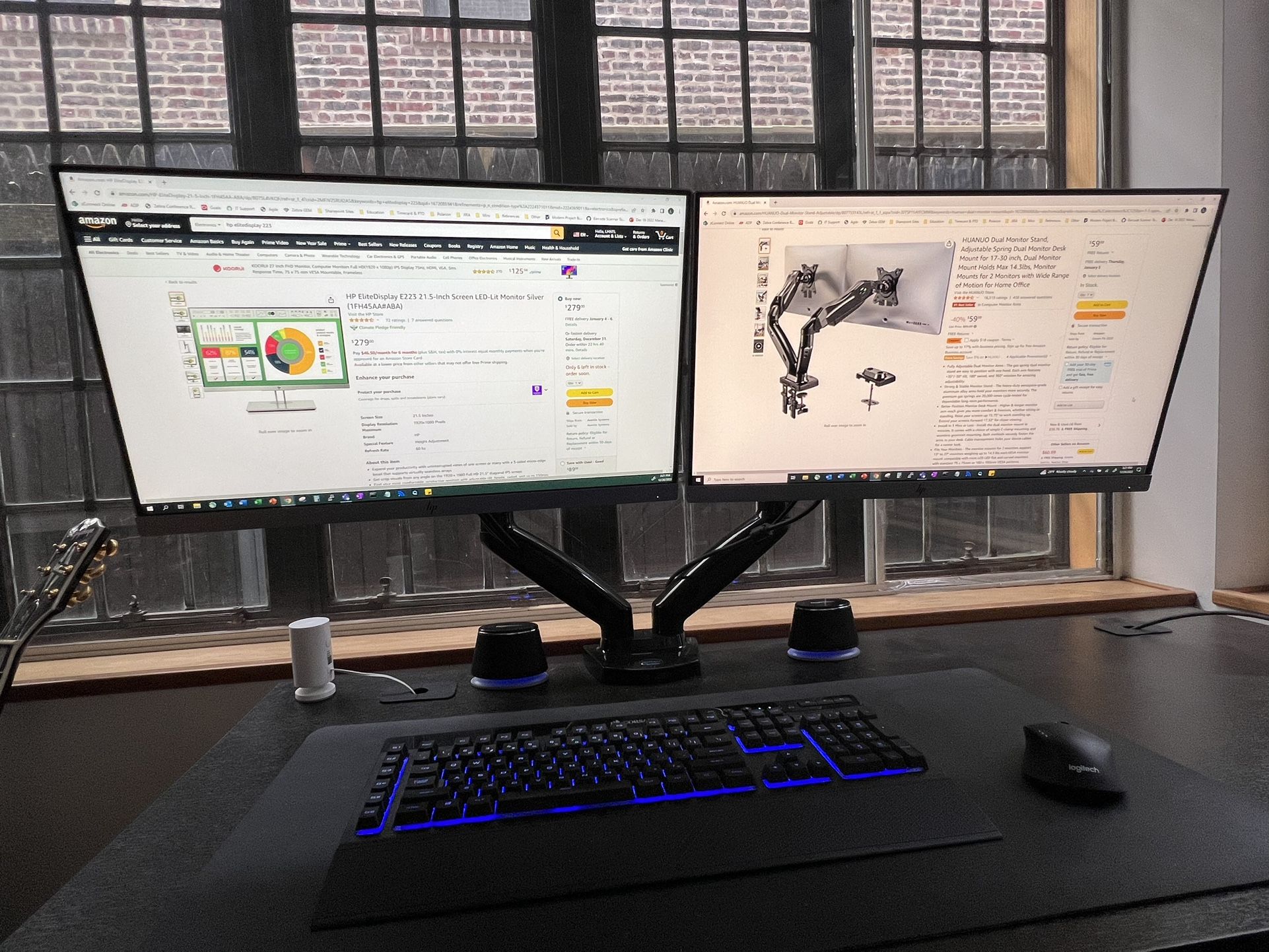 2 HP Monitors (HD) With dual monitor Stand
