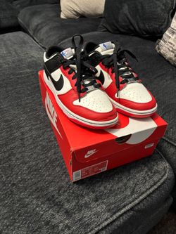 Nike Dunk Low NBA 75th Anniversary Chicago Bulls colorway.