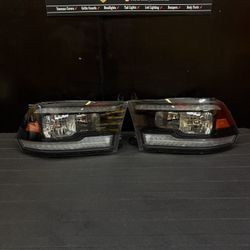 2009 - 2018 Dodge RAM Headlights Black Smoke Switchback NEW