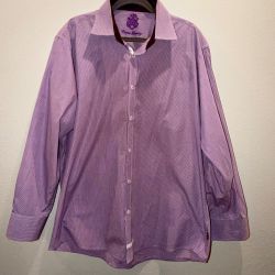 English Laundry Purple Gingham Check Dress Shirt - Mens XL