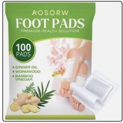 Natural Herbal Foot Pads - 100 Pack Ginger Oil & Bamboo Charcoal Premium Foot Care Patches - Relieves Stress and Fatigue - Improves Sleep and Supports