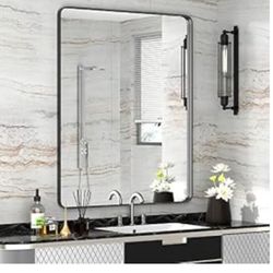 PAIHOME 30x40 inch Matte Black Bathroom Vanity Mirror for Over Sink, Horizontal or Vertical Hanging, Modern Farmhouse Decor Rectangle Mirror