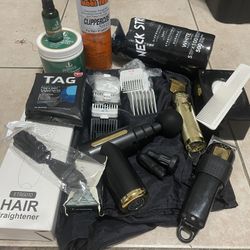 Barber Bag, Supplies And Equipment 