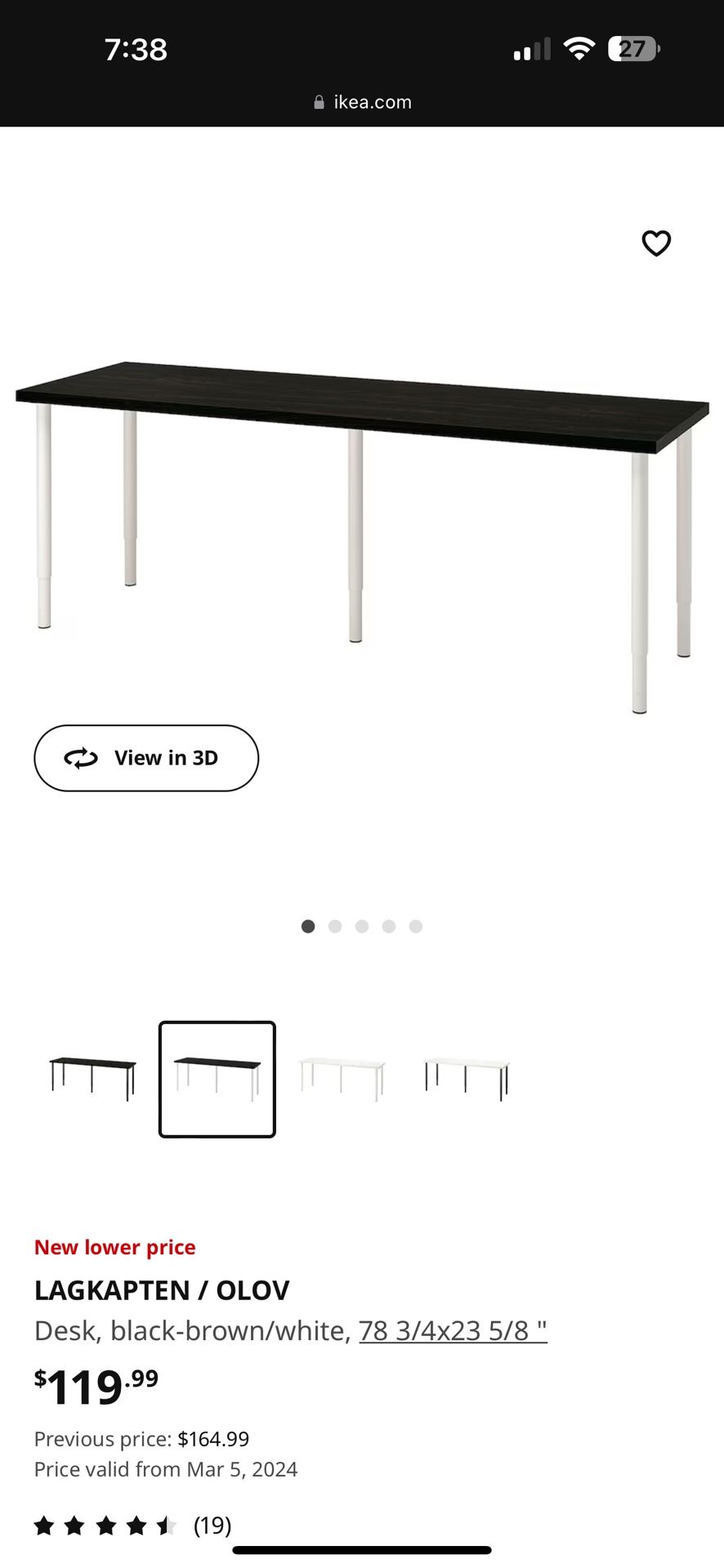 Ikea LAGKAPTEN Desk -78”