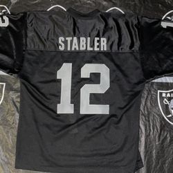 Oakland Raiders Ken Stabler #12 Black Football Jersey Stitched  Adult Mens Size Large 