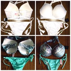Victoria Secret White Swimwear 34DD And S