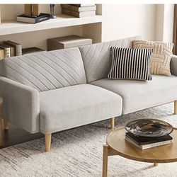 mopio Futon Sofa Bed, Couch, Small Sofa, Sleeper Sofa, Loveseat, Mid Century Modern Futon Couch, Sofa Cama, Couches for Living Room (Light Gray Fabric