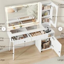 Makeup Vanity Desk with Mirror, 4 Drawer Dressing Table Set with Stool, Space-Saving $199  Warehouse Address: 2745 Boone st  Columbia sc 29204 Behind 