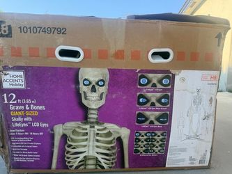 Hallowing  skeletons Accents 12 ft. Giant-Sized Skeleton with LifeEyes and