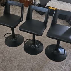 Milan Adjustable Swivel Black Barstools