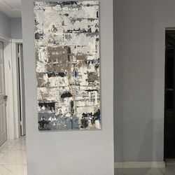 Grey, White, Black Abstract Acrylic Painting 