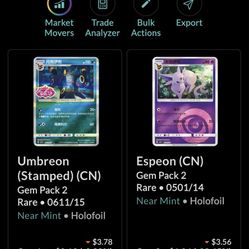 Stack Of Chinese Eevee-lution Pokemon Cards 