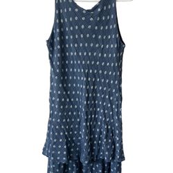 Polka Dot Layered One Size Dress - Italian Made  Blue Boho.  Measurements are in the pictures.  Comes from BBCa pet and smoke free home.  This beautif