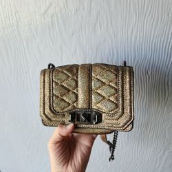 Rare Iridescent Rebecca Minkoff Mini Quilted Love Crossbody Shoulder Bag Purse

