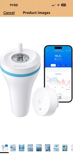 GoveeLife Smart Wireless Pool Thermometer P2, with App Easy Read Digital Pool Thermometer Floating, IP68 Waterproof, 1082ft Range, APP/Buzzer/Email Al