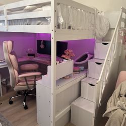 White Bunk Desk Bed
