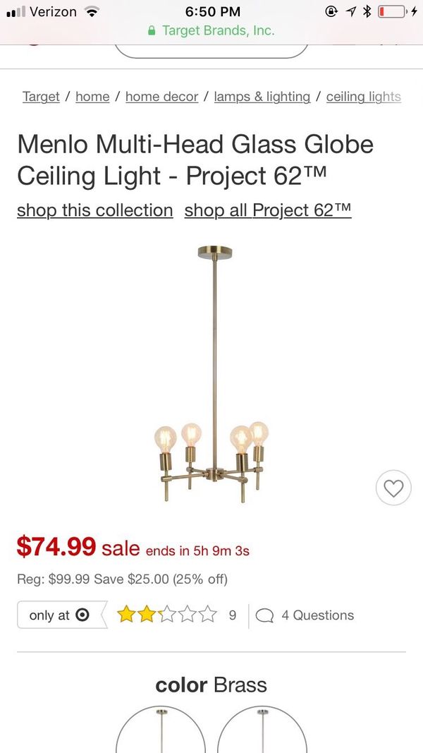 Menlo Target Ceiling Light Chandelier Project 62 For In Battle 50sold