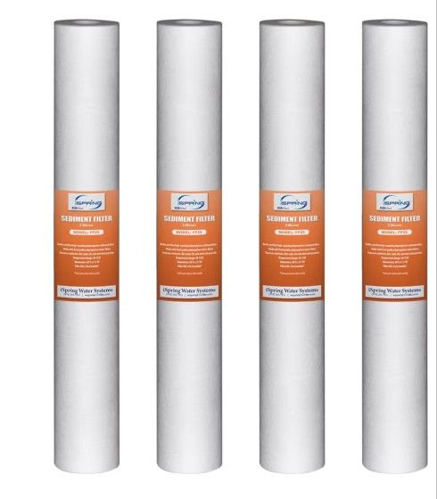 iSpring FP25X4 High Capacity 20” x 2.5” Water Replacement Cartridges Fine Sediment Filter, 5 Micron