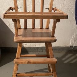 Vintage Wooden Doll Feeding High Chair