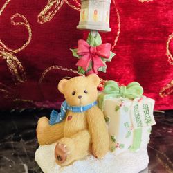 Cherished Teddies: Santa Express Street Lamp With Bear