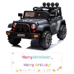 12V Jeep Kids Ride On Car w/ Parent Remote Control, DIY Stickers, LED Light