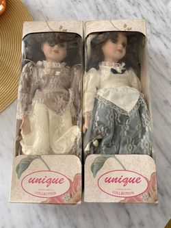 2 Porcelain Victorian Dolls 