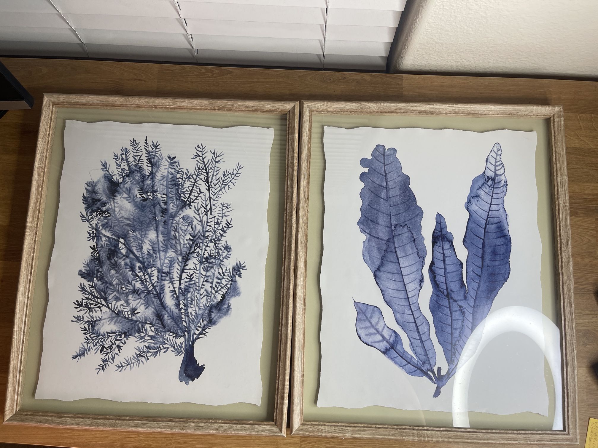 Set of 2 Blue Botanical Framed Art Prints – Van Gogh & Melissa Wang