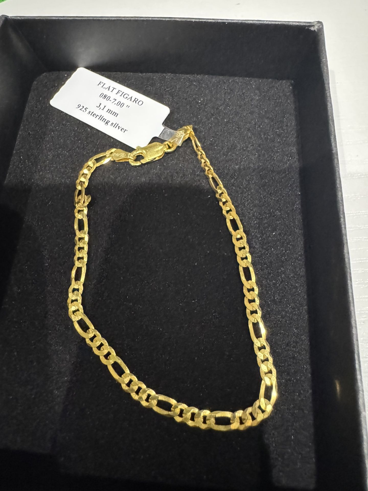 Flat Figaro - Gold Plated 925 Sterling Silver