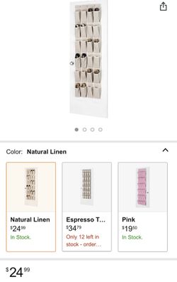 TWO Linen Over The Door Show Organizer