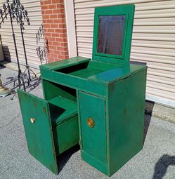 Charming Vintage Mid-Century Modern Hideaway Vanity Set by Ideal Furn Co