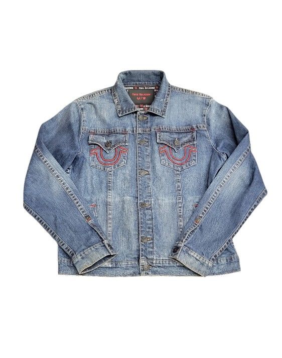 True Religion X Manchester United 2XL Embroidered Denim Trucker Jacket