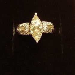 2 Total Carat Natural Real Diamond Marquis Solitaire 14k White Gold Ring
