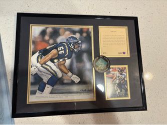 Vintage 1994 Junior Seau Limited Edition Framed Lithograph Plaque Chargers HOF