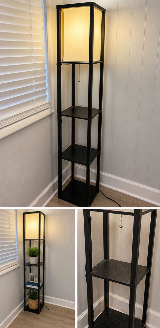 Modern Floor Lamp with Shelves – Space Saving & Stylish
