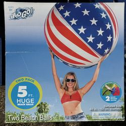 H2O GO! Jumbo 5 Foot Huge 60” Inflatable Beach Balls Set Of 2