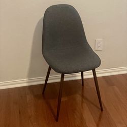 Modern Upholstered Dining Chair – Gray Fabric, Wood Legs